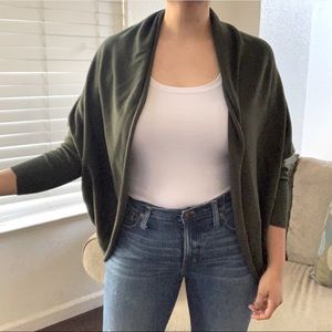 SOLD Zara Knit Dark Green Open Front Oval Cardigan Size Medium Women’s Boho Cozy